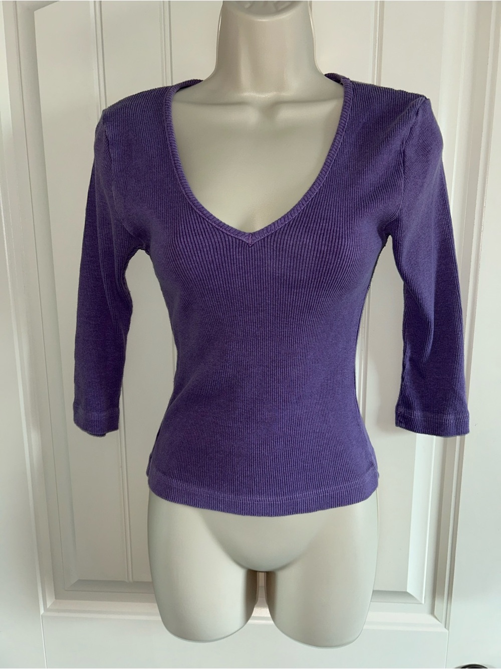 NWT Hard Tail Forever Lavender Ribbed V Neck Top Sz OS